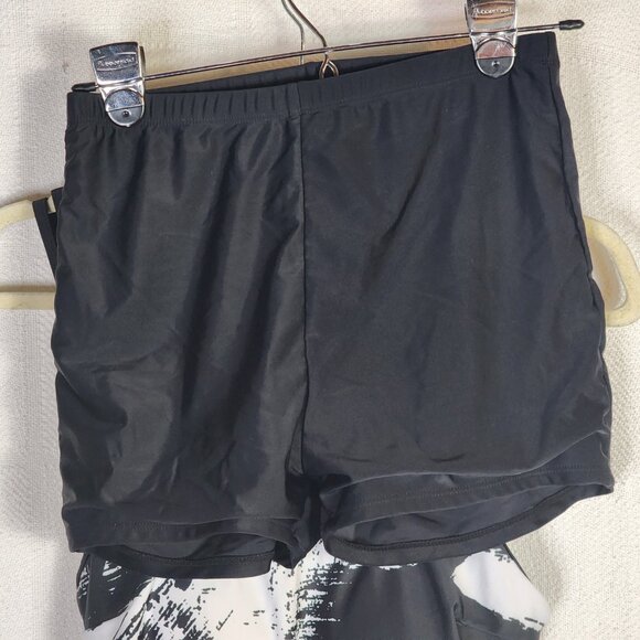 Rotita Black White Graffiti Print Poly Elastane Double Adj Straps Tankini Set SM - Picture 7 of 16